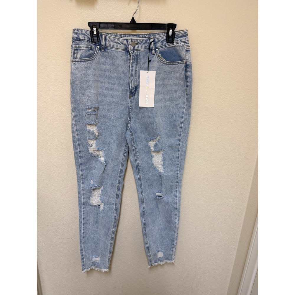 Tinseltown The Mom Jean‎ NWT Distressed High Rise Denim Jeans Size 13
